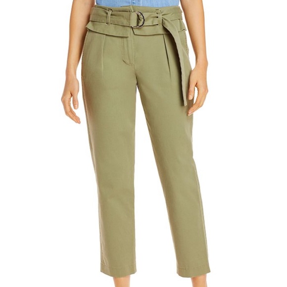 Derek Lam 10 Crosby Army Green Malia Paperbag Waist Straight Pants - Picture 3 of 9